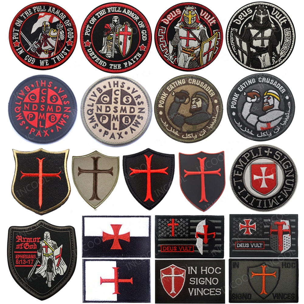 Tempelritter bestickte Aufnäher, taktisches Armband in Gott, wir vertrauen Soldaten, Stickerei, dekorative Abzeichen für Jackenkleidung