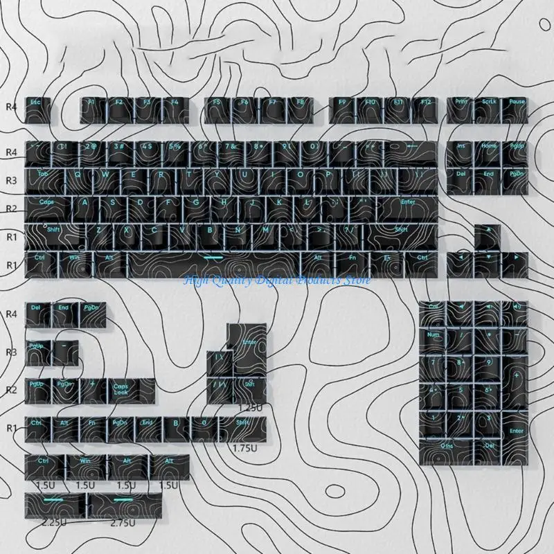 U2JE 135 Transparents lijn originele PBT KeyCaps voorafdruk Backlits Dye Sublimatie Keycap voor mechanische toetsenborden