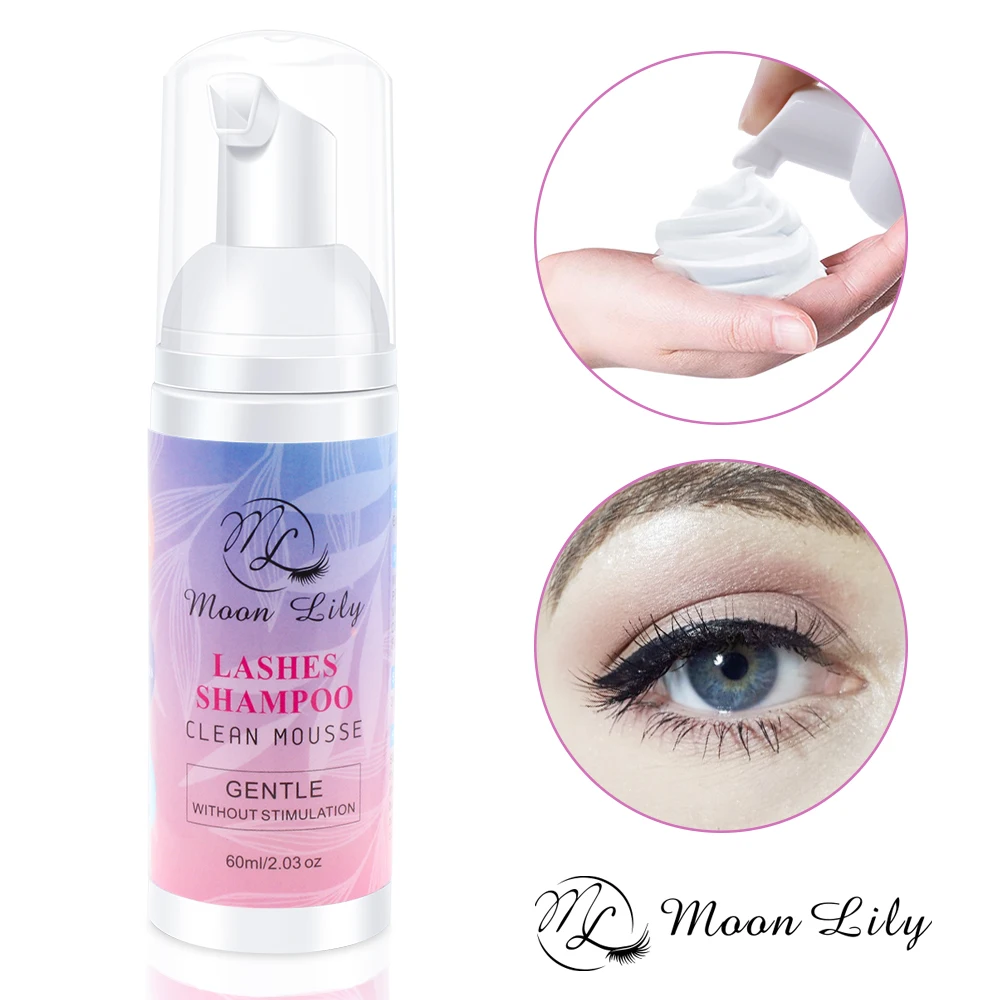 Moonlily 60ml Eyelash Shampoo Gentle Cleansing Eyelashes Grafting Extension Eyelashes Mousse Foam Eyelash Dedicated Cleaner