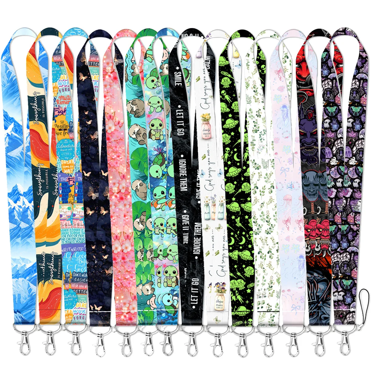 

Kawaii Cartoon Turtle Lanyards Blue Neck Strap For Card Butterfly Badge Keychain Holder DIY Hanging Rope Phone Accessories