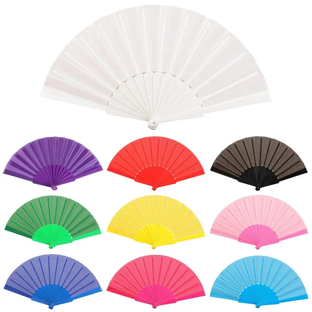 Floral Lace Folding Fan Solid Color Strong Structure Portable Handheld Fan For Weddings Parties Travel Portable Women Fans