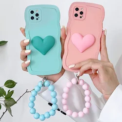 Heart Ring Soft Liquid Silicone Wave Phone Case For Samsung Galaxy Note 8 9 10 20 S24 S23 FE S22 S21 Ultra S10 S9 S8 Plus Cover