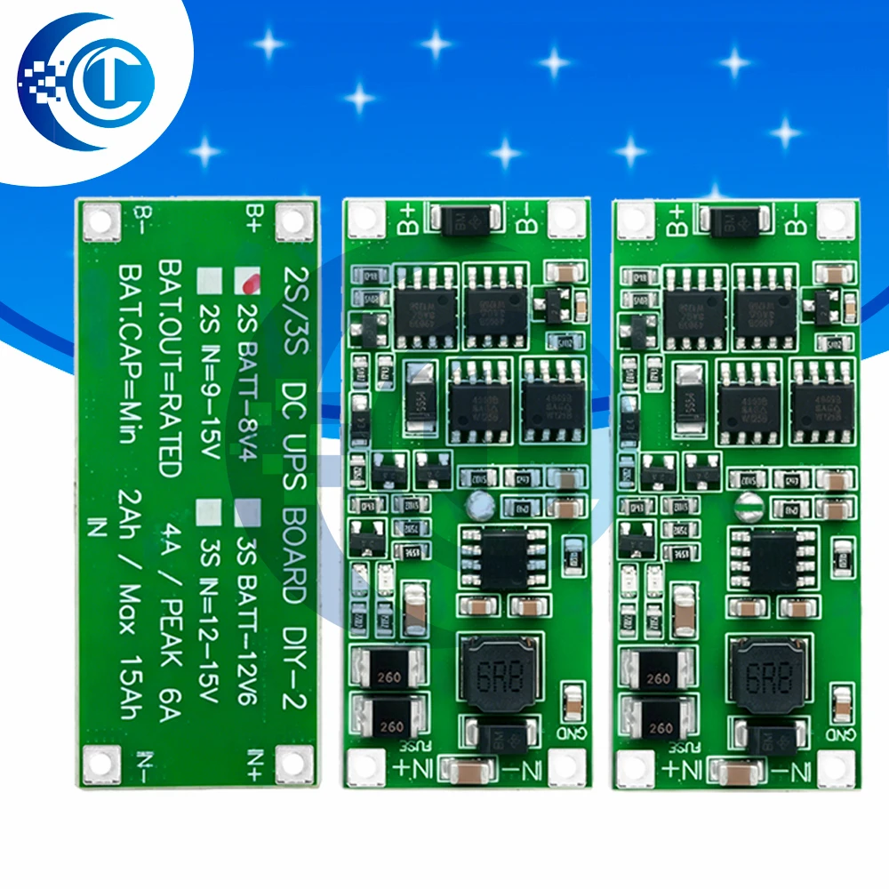 DC 12V 15V 50W 4A UPS Power Module 2S 3S Step Up Charge Protection Uninterruptible Control Board