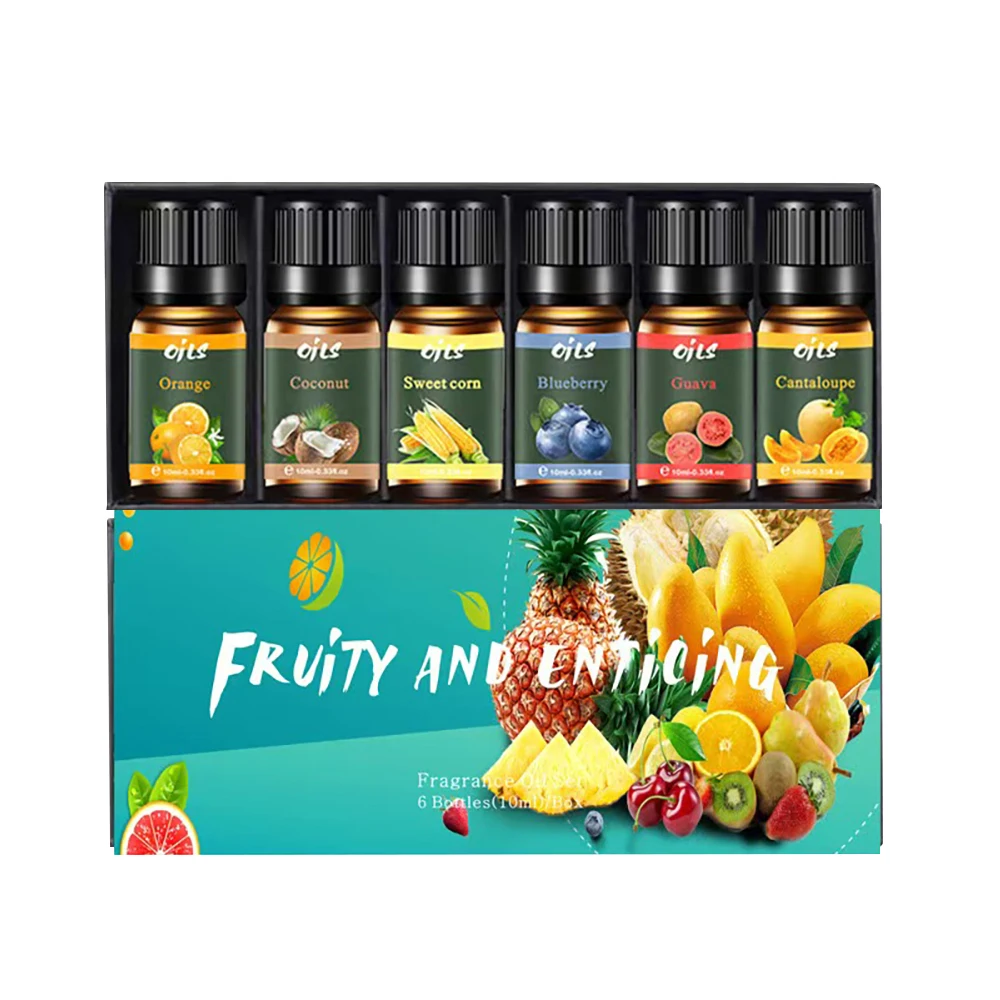 

Диффузор для дома, набор эфирных масел из 6 предметов для диффузоров, 6 ароматерапевтических ароматерапевтических ароматерапевтических ароматов (Чанника Гуава, черника, апельсина, кокоса