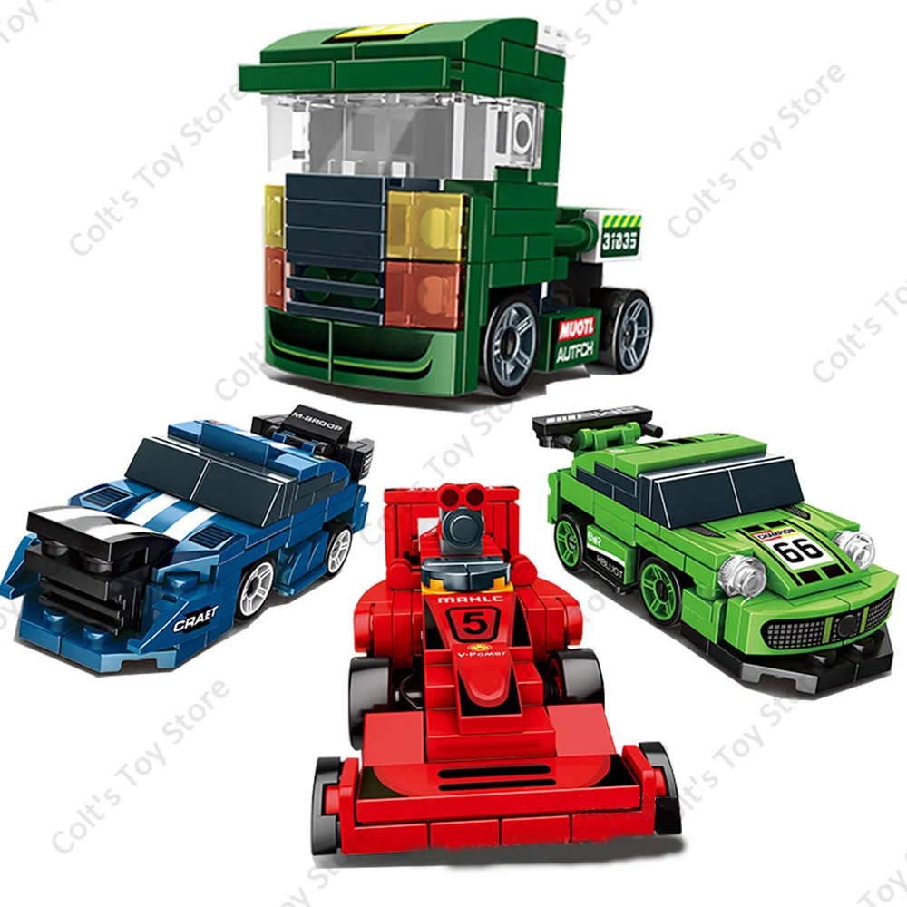 New Speed Championship F1 Super Sports Racing Building Blocks MOC Small Vehicle Car Classic Model Bricks Toys For Kids Gifts