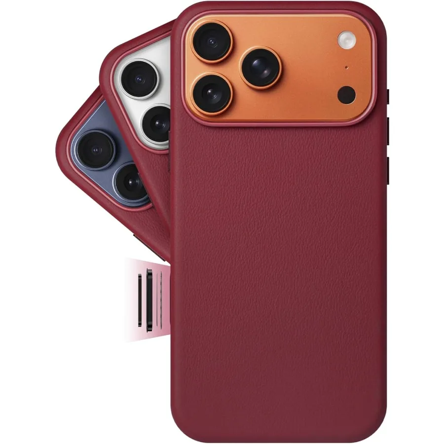 

Leather Case for iPhone 17 Pro Built-in Camera Control and Compatible with Magsafe