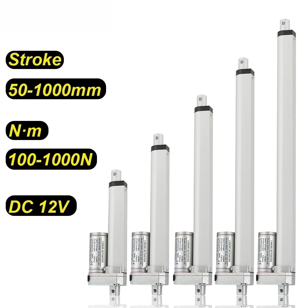

12V Linear Actuator Customizable 150mm 300mm 500mm 700mm 1000mm Stroke 1000N Solar Tracker Motorisation of Door 90mm/s