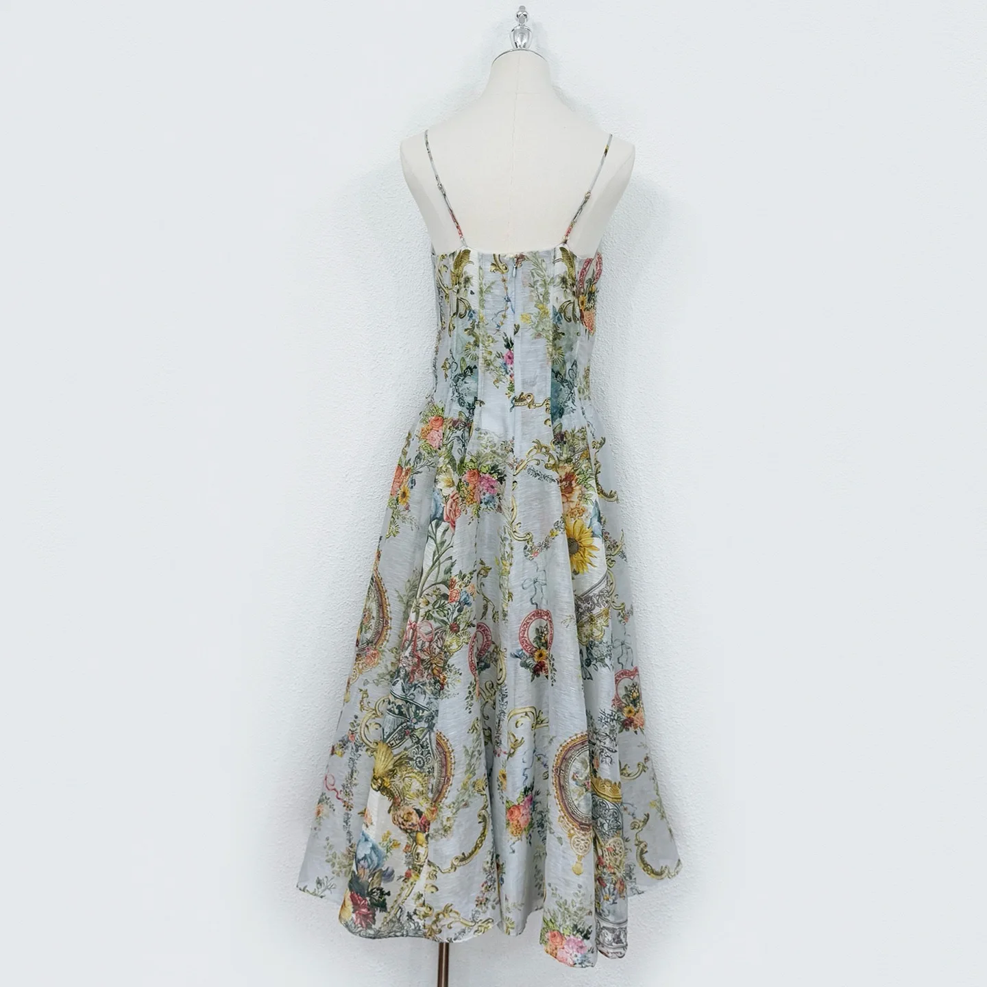 Summer Fashion Party Vintage Print Elegant Long Dress Women's Sexy Strapless High Waist Slim A-Line Lace Big Swing Dress