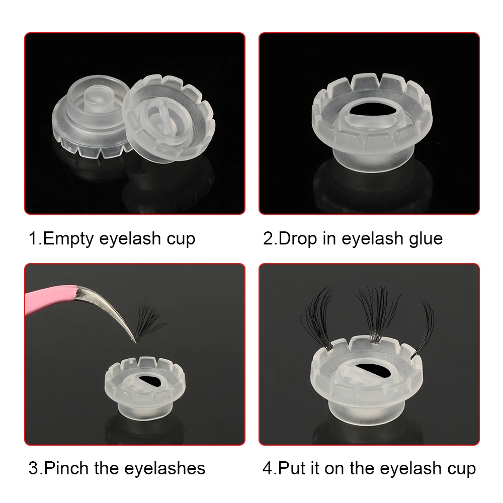 100pc False Eyelashes Graft Rapid Blooming Flowering Glue Cup Eyelash Glue Ring Holder 2 in 1 Camellia Eyelash Extension Tool