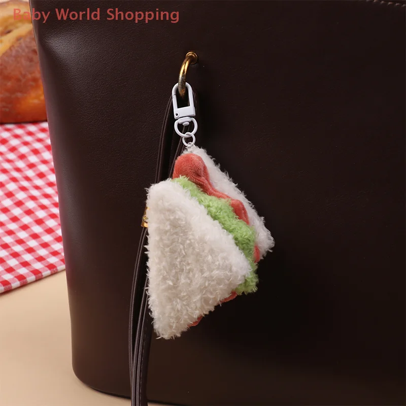

Kawaii Simulation Food Plush Keychain Creative Sandwich Hamburger Cake Keyring Bag Pendant Key Accessories Couple Gifts