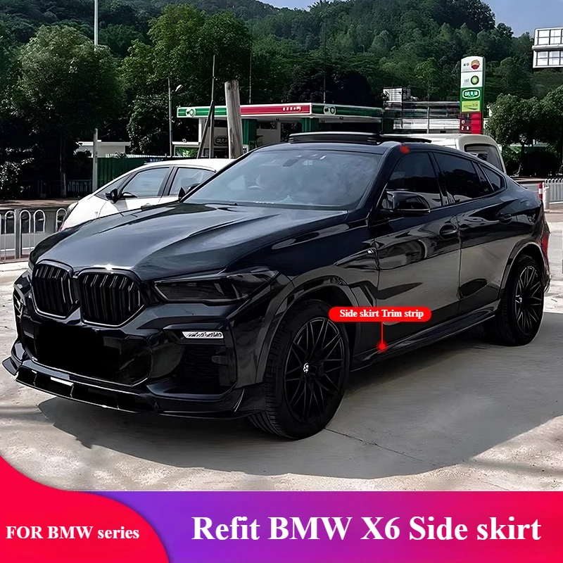 FOR 20-25 BMW X6 Black Knight True carbon fiber sports side skirt guard board special kit