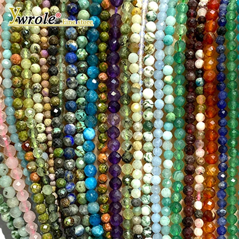 2/3/4MM Faceted Natural Stone Turquoise Amethyst Agate Labradorite Round Loose Spacer Beads for Jewelry Making DIY Bracelets