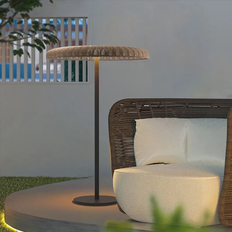 Outdoor waterproof woven solar lawn lights: Floor lamps for homestays, terraces, and dining rooms in villa courtyards