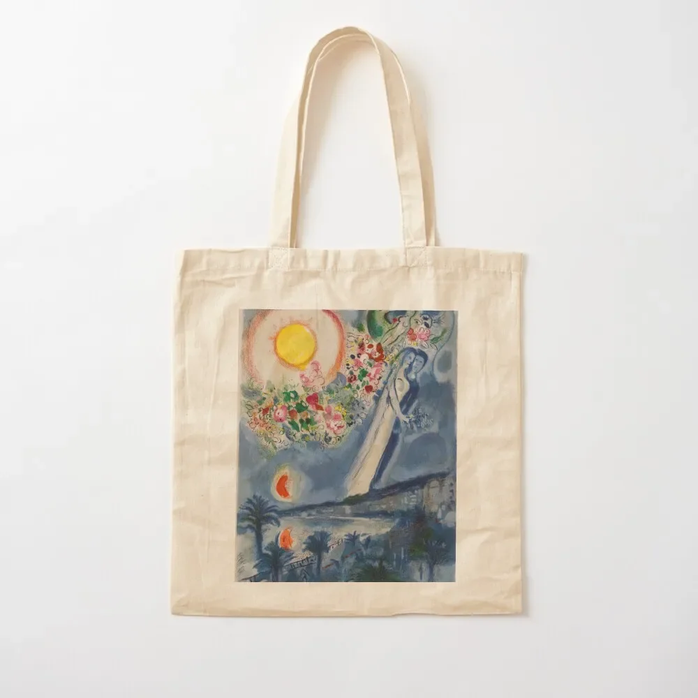 

Lovers in the Sky of Nice by Marc Chagall Tote Bag shopping cart bags custom canvas bag Beach bag shoping