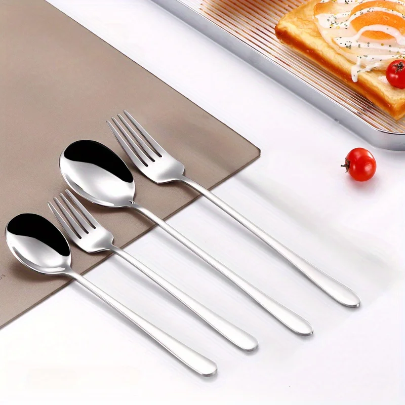 

12pcs Stainless Steel Cutlery Set - Elegant Gift Box, Long Handle Spoons & Forks for Dining, Soup, Noodles - Perfect for Home