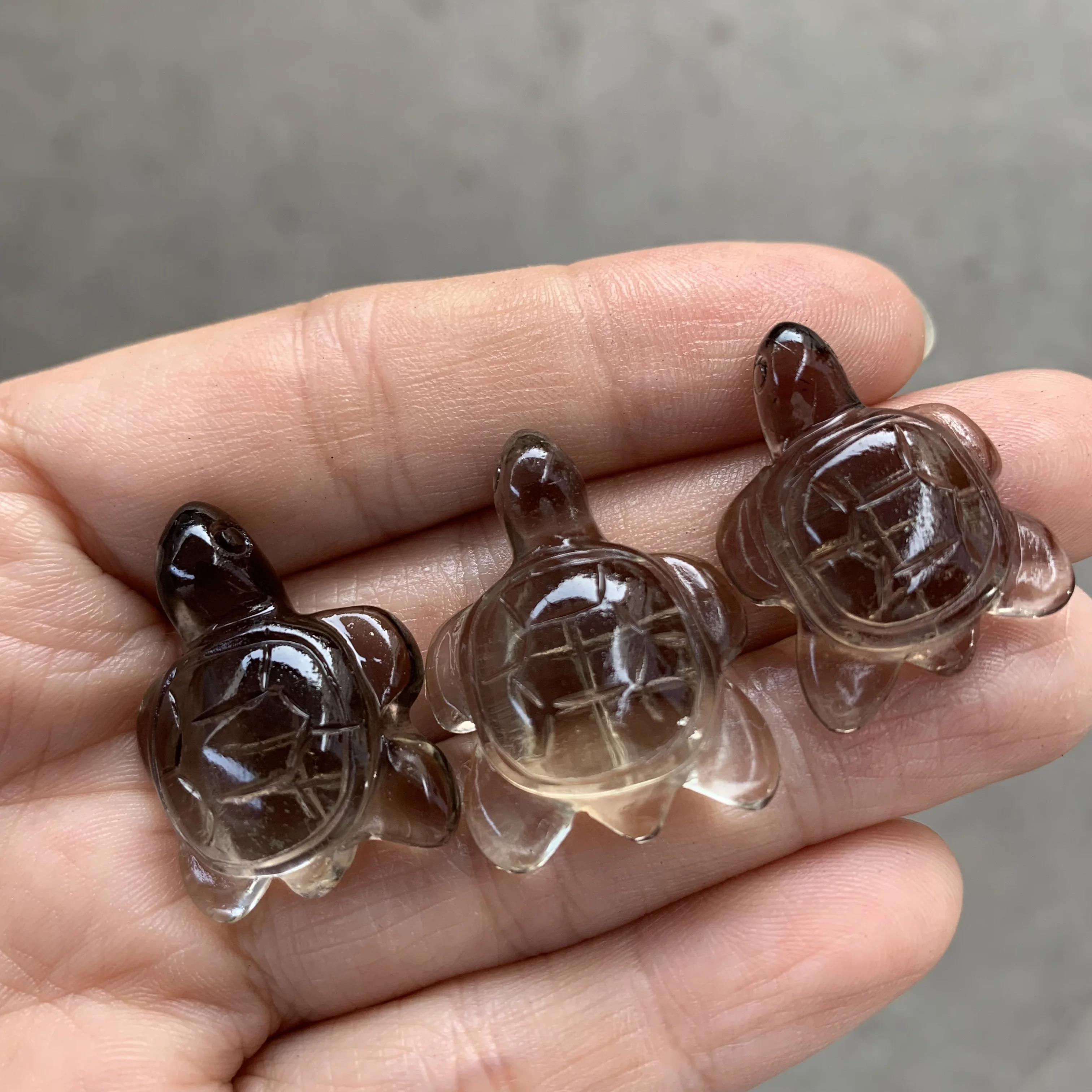 3pcs Natural quartz crystal tortoise carving crystal turtle Figurine Lucky Gift Of Better Health