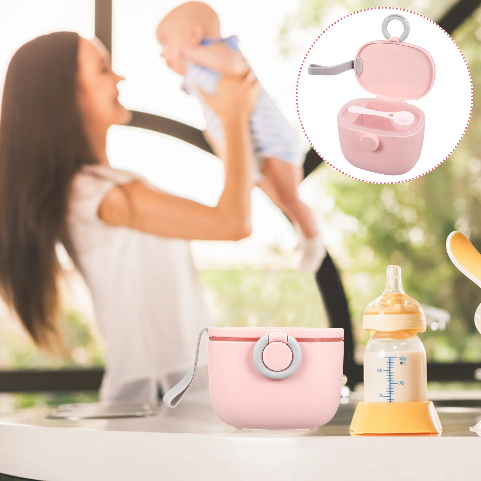 Conteneur de stockage de collations pour bébé, boîte de lait en poudre Portable, distributeur de formule en Pp rose écrémé