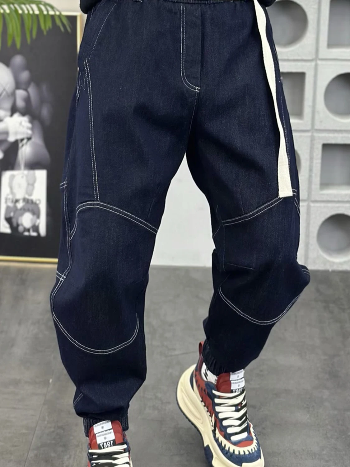 

Мужские джинсы-харлан больших размеров (до 300), модные, с дизайнерским кроем, весна-осень, утягивающие, модель «капуста»