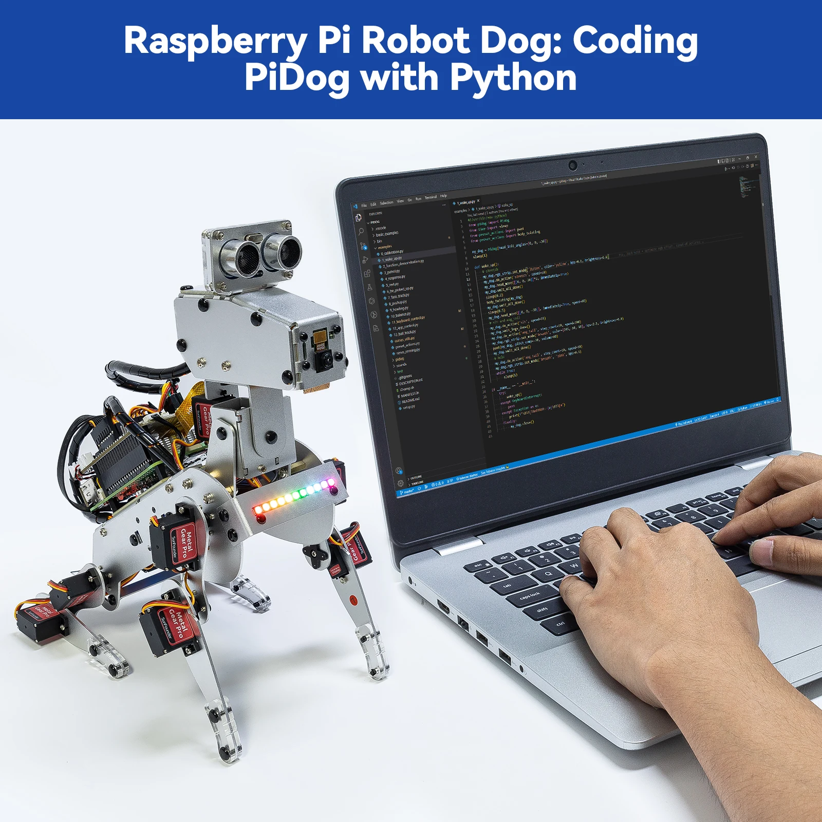 Kit cane robot SunFounder PiDog per Raspberry Pi 5/4/3B+/3B/Zero 2 (non incluso)