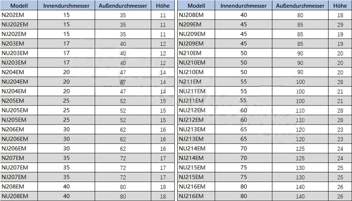 أسطواني أسطواني N/نو/NJ202 203 204 205 206 207 208 209 210 211 212 213 214 215 216em قفص النحاس/الصلب قفص تحمل