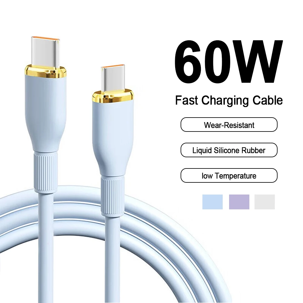 

PD 60W Fast Charging Cable Type C to USB C Quick Charger Wire For iPhone 17 16 15 Pro Max Air E Samsung Huawei Xiaomi Data Line