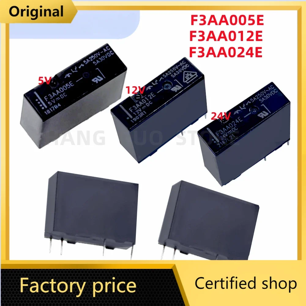 5Pcs/Lot Original F3AA005E F3AA012E F3AA024E 5A A set of normally open 4-pin 5V 12V 24V power relays