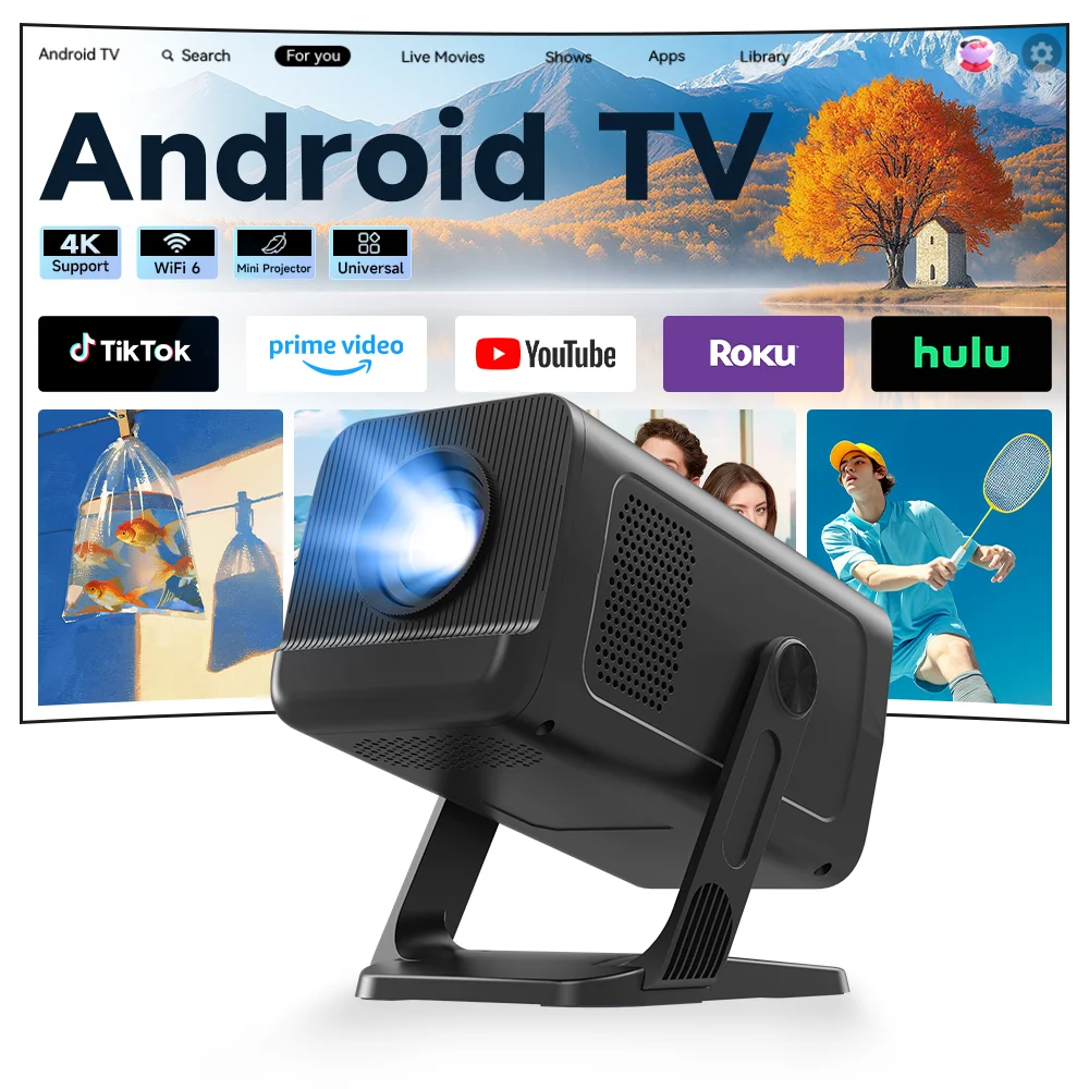 LYNCast X1AR Kompakter 4K-Projektor, Kurzdistanz-Projektion, Wi-Fi 6, Bluetooth 5.4, Heimkino-Display