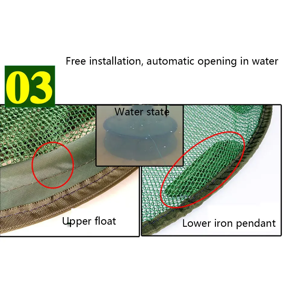 

Automatic Open Fishing Net Folded Portable Round Fishing Net Nylon Foldable Crayfish Shrimp Catcher Crab Fish Trap Cages