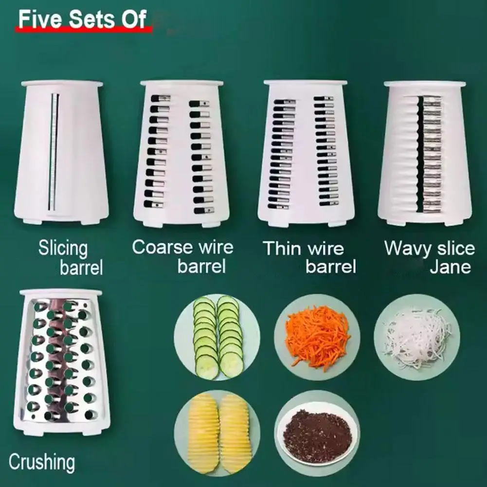 5 In 1 Rotary Cheese Grater Versatile Manual Vegetable Slicer For Vegetable Peanut Nuts Grinder Cheese Shredder Kitchen Access