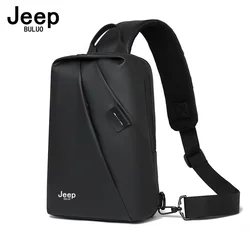 JEEP BULUO-Sacos de Ombro Crossbody Nylon Impermeável para Homens, Saco Peito Multifuncional para Motociclista, Marca de Alta Qualidade