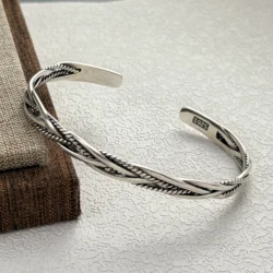 925 Sterling Silver Geometry Bracelet For Women Gift Hotan Jade Peace Buckle Wealth Fortune Lucky Pendant Punk Bohemia Jewelry