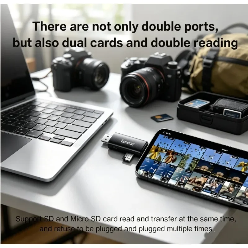 Lexar 205Mb/s High Speed Dual Slot Card Reader USB3.2 USB-A Type-C Support SD MicroSD TF Memory Card