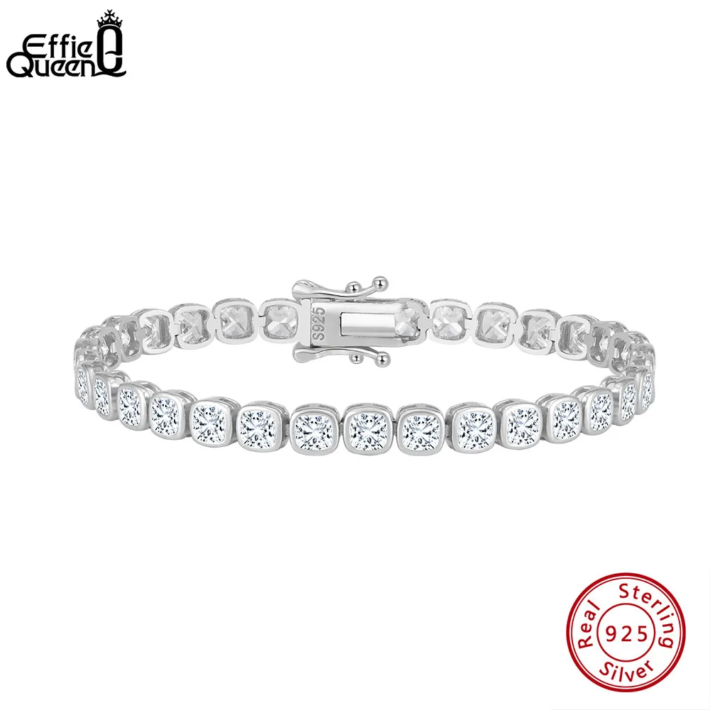 

EFFIE QUEEN 925 Sterling Silver Tennis Chain Bracelet 14K Gold-Plated Plus 4A Oval Cubic Zirconia Anniversary Couple Gift SB203