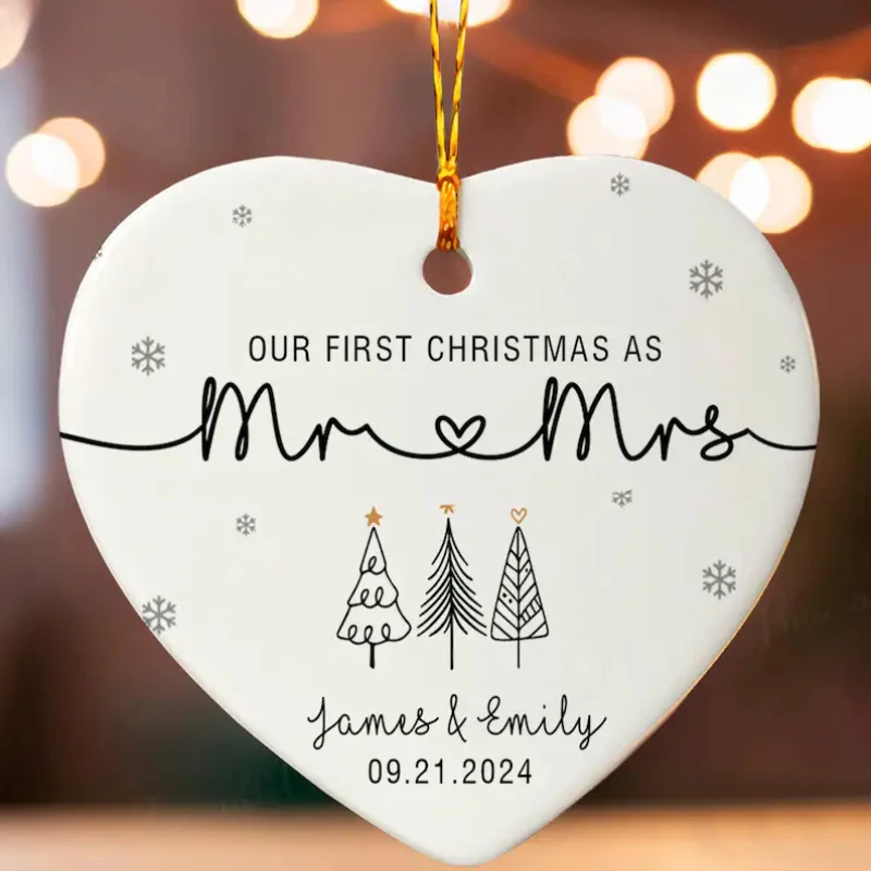 Our First Christmas As Mr & Mrs Ornament First Married Christmas Ornament 2024 Married Wedding Ornament Mr and Mrs Gifts Favor