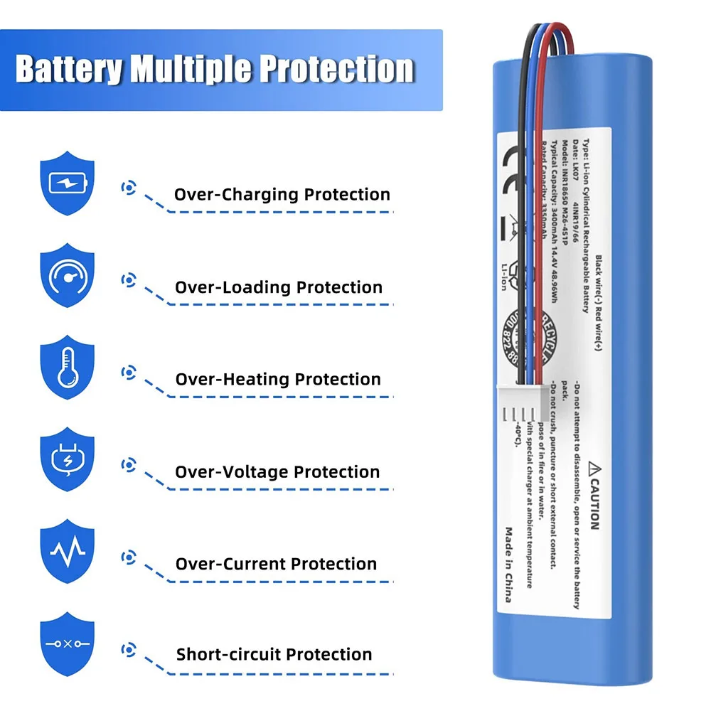 

3400mAh 14.4V Li-ion Battery Compatible with Ecovacs Deebot N8 N8 Pro N8+ Ozmo 900 920 930 937, Easy Install, Safe Reliable