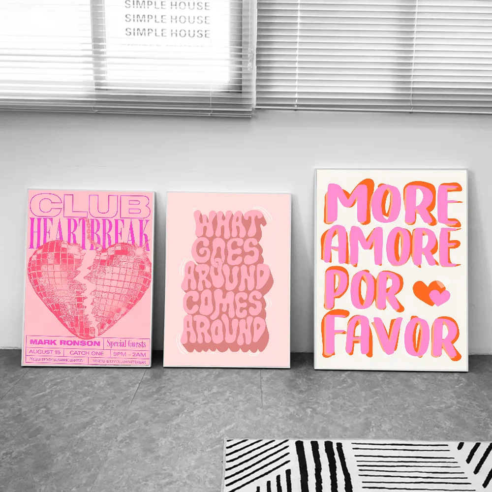 Maximalist More Amor Por Favor Colorful Eclectic Pink Love Quote Poster Stickers Living Room Bedroom Entrance Cafe Room Decor