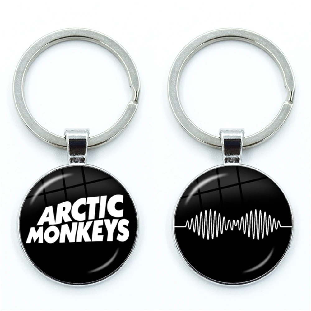 Fashion Creative Design Cartoon Arctic Monkeys Glass Gem Keychain Bag Car Key Chain Ring Holder Charms Keychains Gifts