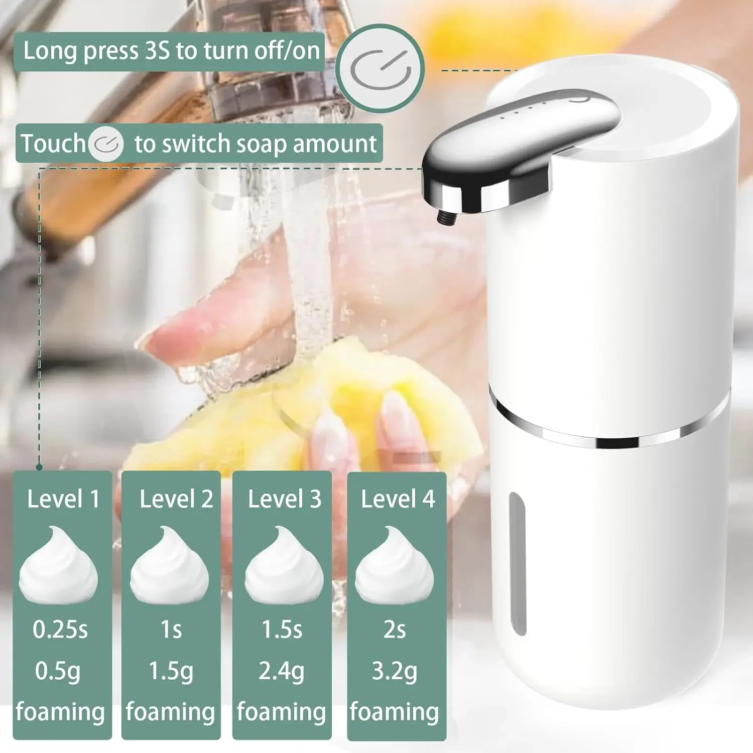 380ml Electric Sanitizer Dispenser Electric Wall Mounted Motion Sensor Waterproof Soap Dispenser Pump for Bathroom Kitchen Dish