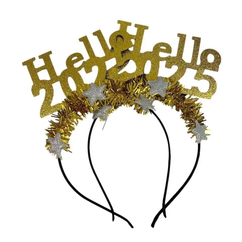 652F Diadema para cabeza Año Nuevo, disfraces fiesta fotográfica, Cosplay, purpurina oropel
