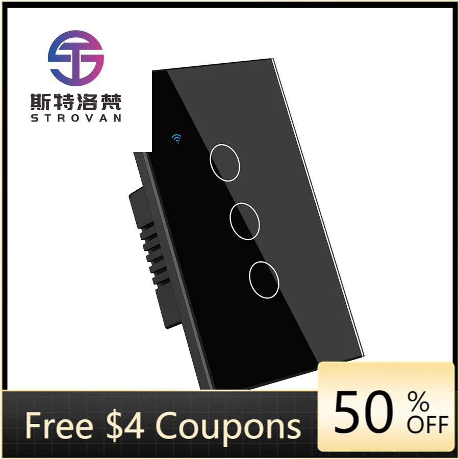 STLF Us 3gang Hotel Room Home Wifi Tuya التحكم عن بعد باللمس الجدار التبديل مفاتيح الإضاءة الذكية العمل مع Alexa Google Assistance #1