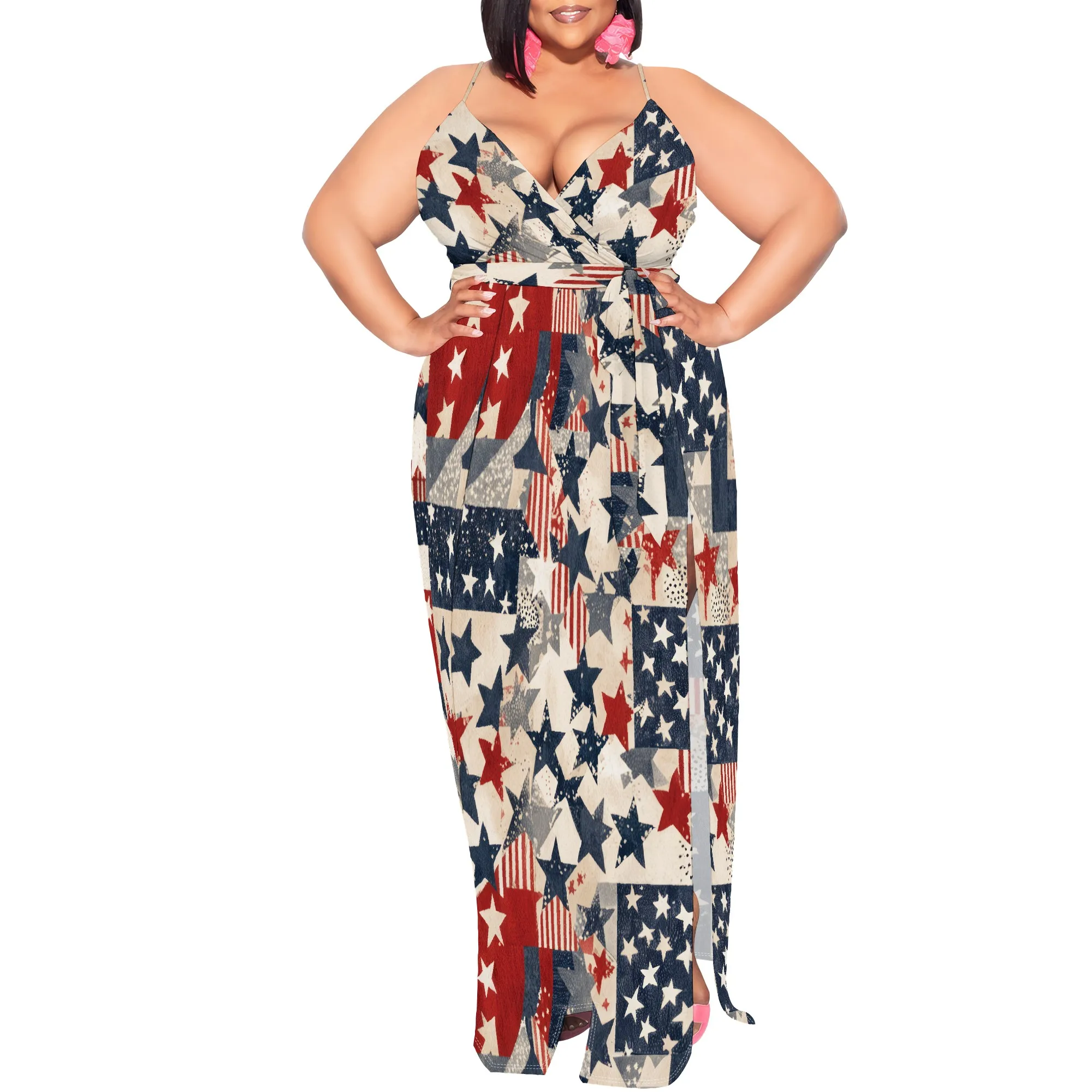 

Womens Sleeveless Sexy Deep V-Neck Maxi Slit Dress Casual Summer Beach Sundress Long Flowy Split Dresses