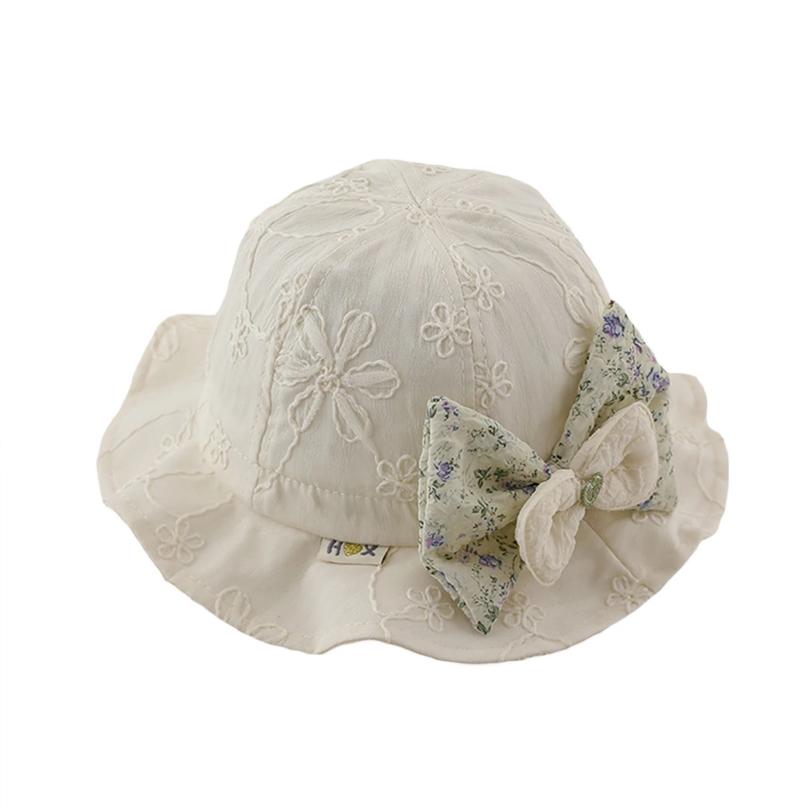 Toddler Baby Girl Bow Sun Hats Cute Wide Brim Floral Embroidery Beach Hats Sun Protection Summer Caps for Newborn Infants