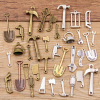 10PCS Mix Styles Color Mixed Alloy Daily Necessities Charms For Jewelry Making DIY Handmade Teapot Shovel Hammer Wrench Pendant