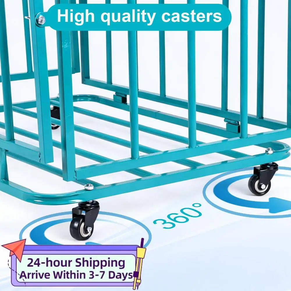 

Folding Stackable Ball Organizer with Wheels and Lid Sports Equipment Organizer Storage Basket for Garage Gym Or Playground