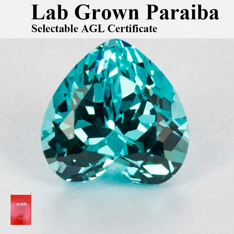 

Lab Grown Paraiba Heart Shape VVS1 Stone for Charms Diy Advanced Jewelry Making Bracelet Materials Selectable AGL Certificate