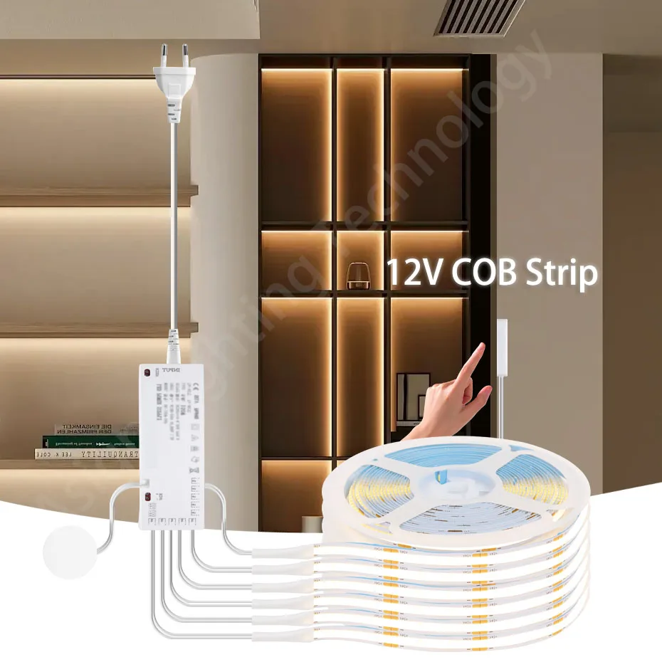 

DC 12V COB Led Strip Cabinet Light Penetrable Touch Dimmer Switch Backlight Showcase Wardrobe Cupboard Decorative Lights