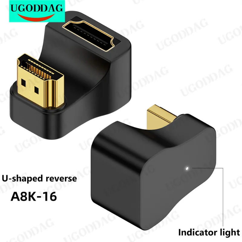 HDMI-compatible Adapter Splitter Male To Female to HDMI-compatible Male Converter Adapter 180 Degree Converter Extender 8K/60Hz