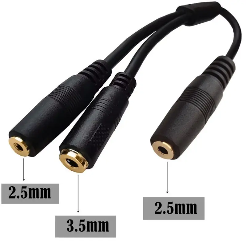 3.5mm Four Core Gold Plated 2.5mm Female To Female Docking Earphones, Computer Power Amplifier, Audio, Car Audio, 4-Pole Stereo