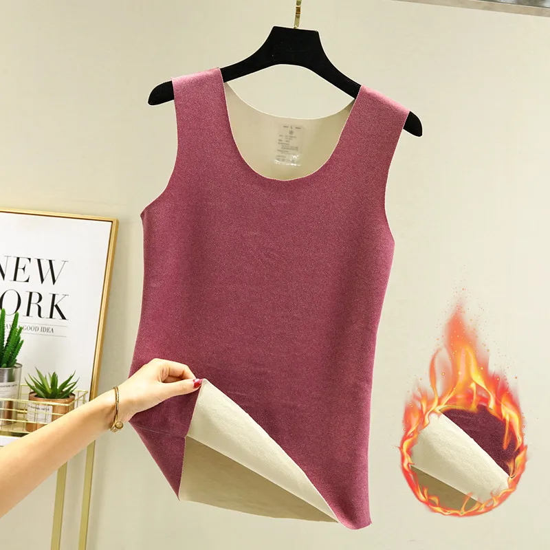 Women's Thickened Silk Velvet Vest Warmth Inner Wear Close-Fitting Large Size Base Shirt Autumn Winter No-Trace Underwear