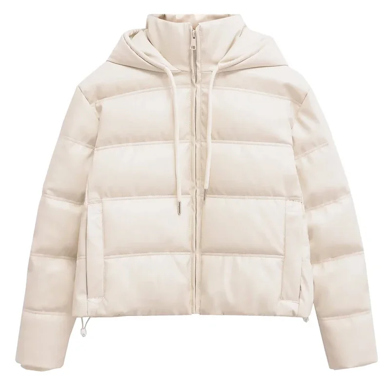 TRAF 2024 Women's Winter Down Jacket Outerwears Long Sleeve Quilted Jacket Woman Warm Winter Coats Woman New Coats Solid Parkas